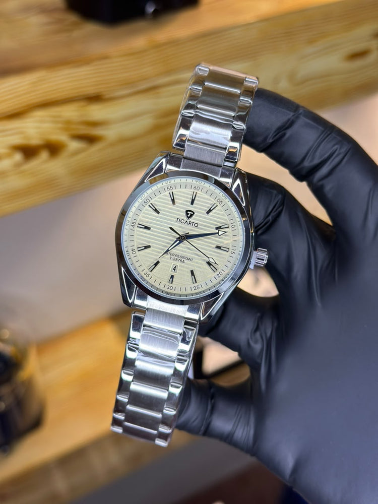 TICARTO T-2876A watch, two-tone with yellow dial